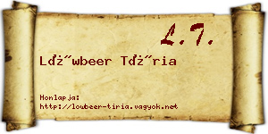 Löwbeer Tíria névjegykártya